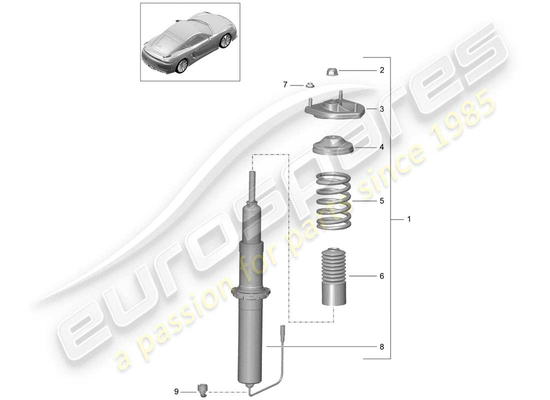 porsche cayman gt4 (2016) shock absorber parts diagram