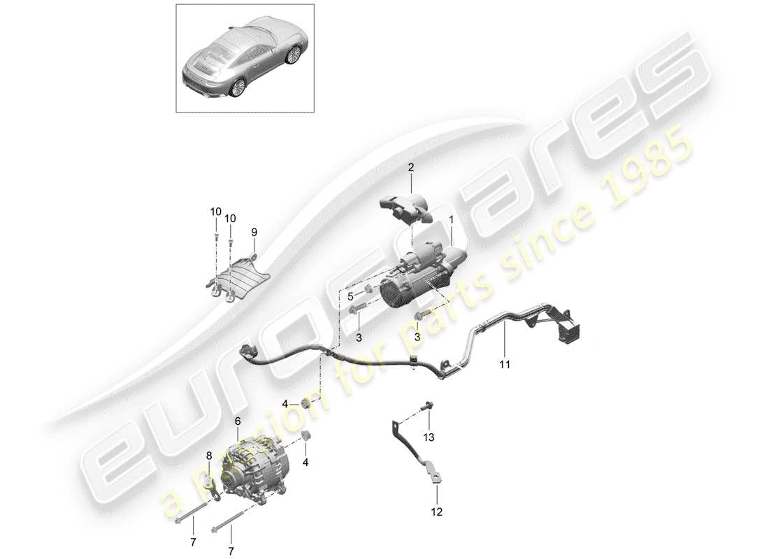 porsche 2017 (991-2) starter part diagram