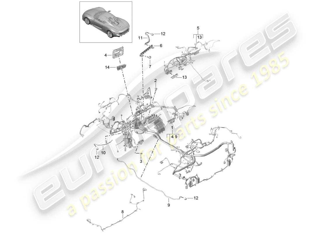 porsche 918 spyder (2015) wiring harnesses part diagram