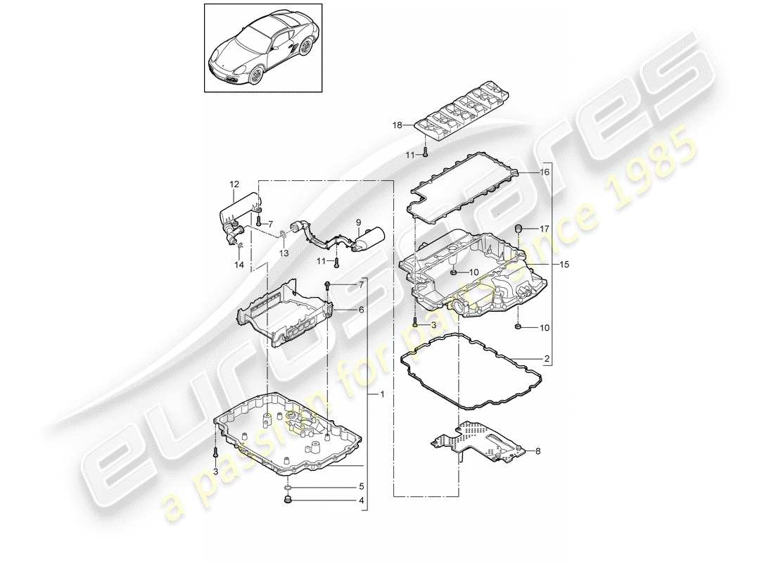 porsche 2012 (987 cayman) oil pan part diagram