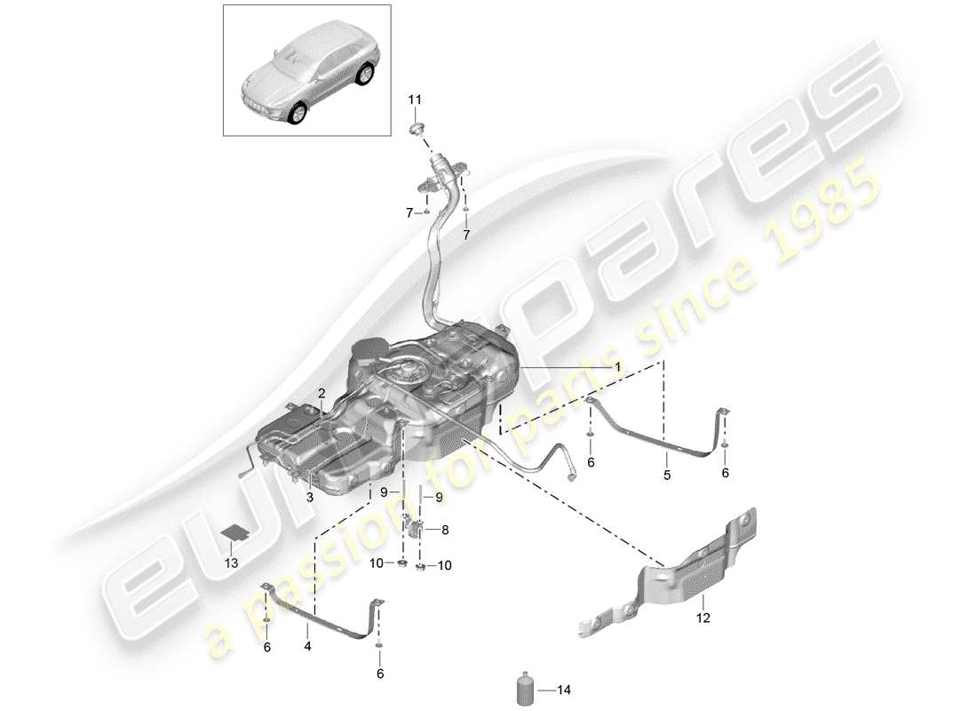 porsche 2016 (macan) fuel tank part diagram
