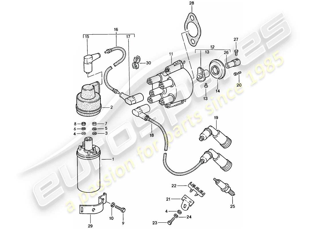 porsche 1986 (944) engine electrics 1 part diagram