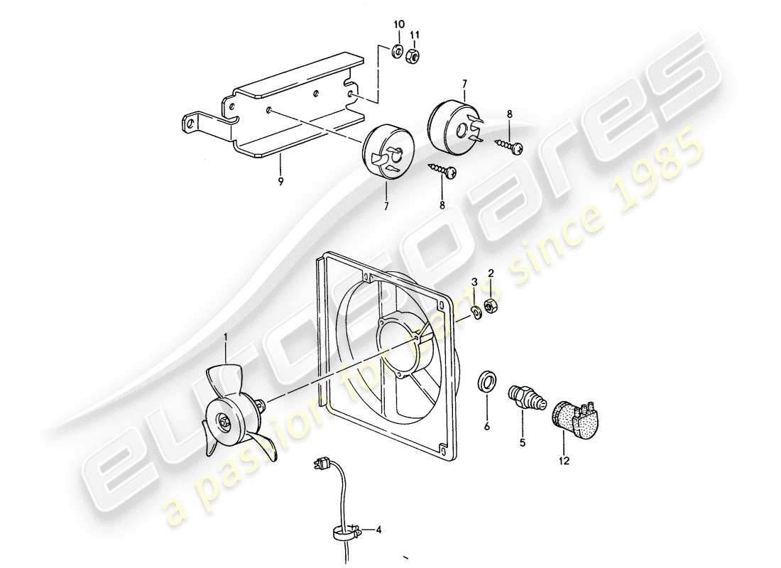 porsche 1986 (944) electric fan part diagram
