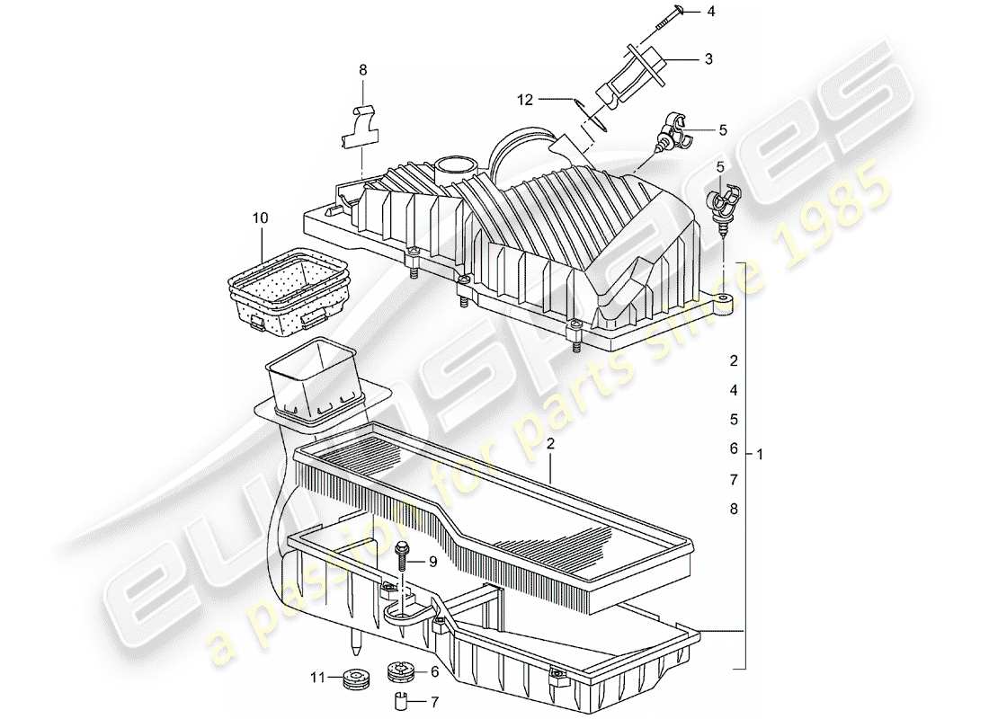 porsche 2005 (996) air cleaner part diagram
