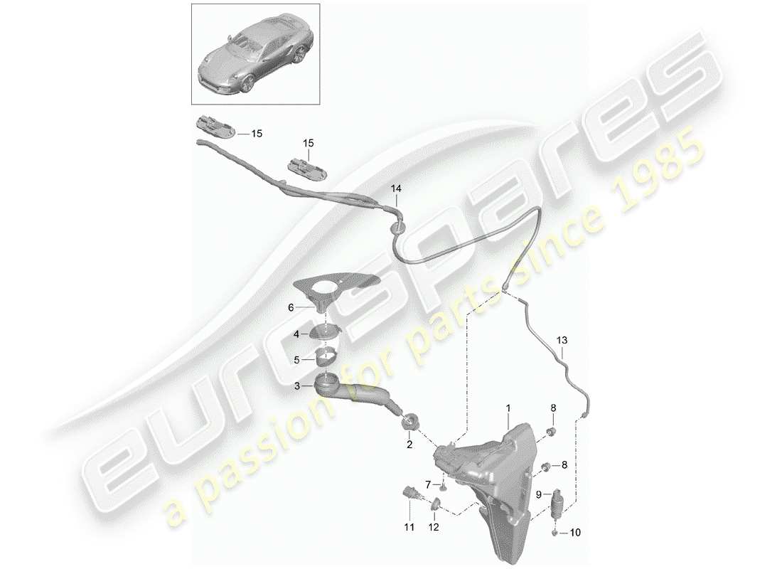 porsche 2020 (991-2 turbo) windshield washer unit part diagram