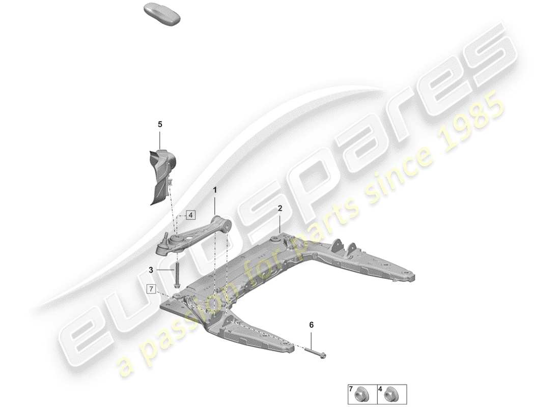 porsche 2020 (992-1) cross member parts diagram