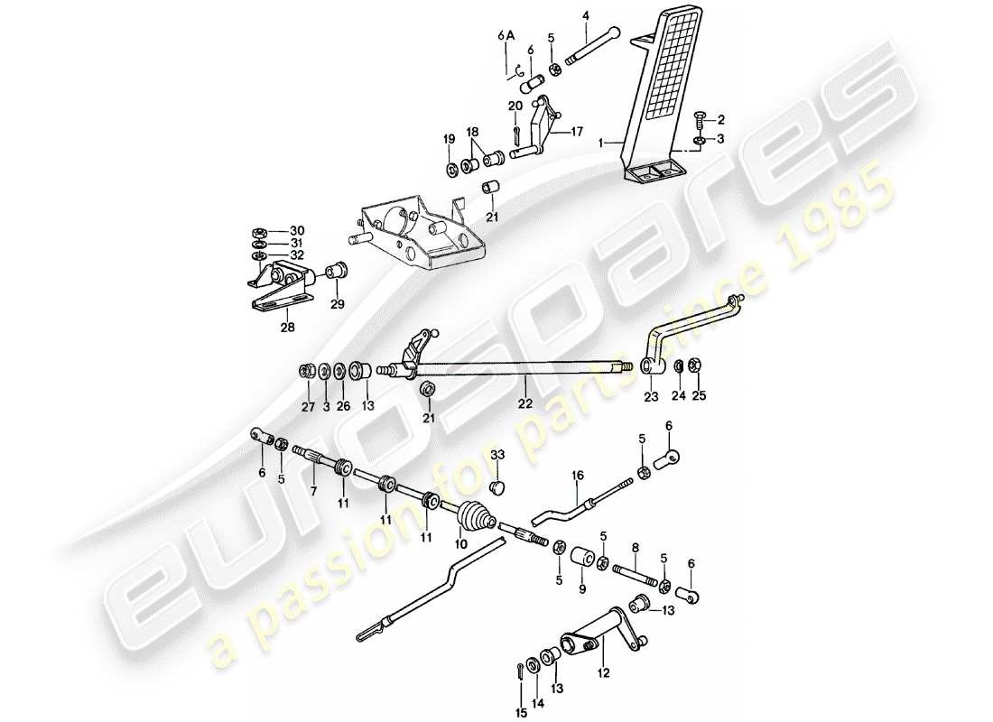 porsche 1982 (911) accelerator pedal - throttle control part diagram