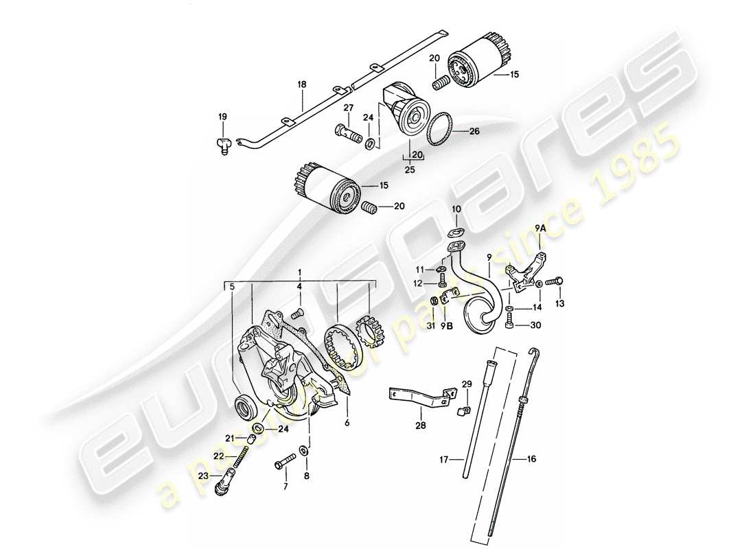porsche 1976 (924) engine lubrication part diagram