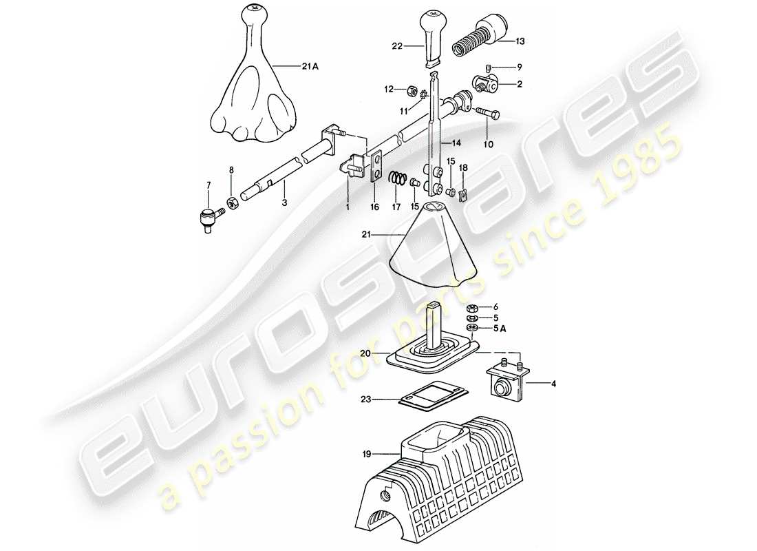 porsche 1980 (928) shift mechanism - manual gearbox part diagram