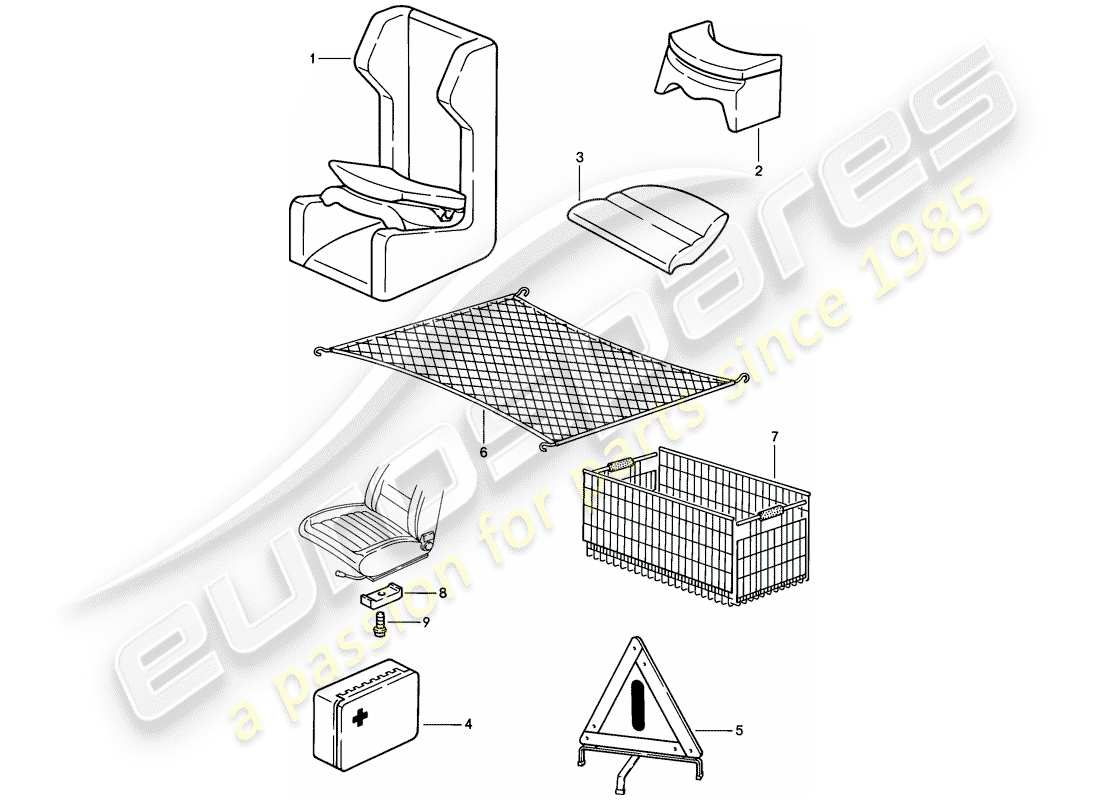 porsche 1985 (928) accessories part diagram