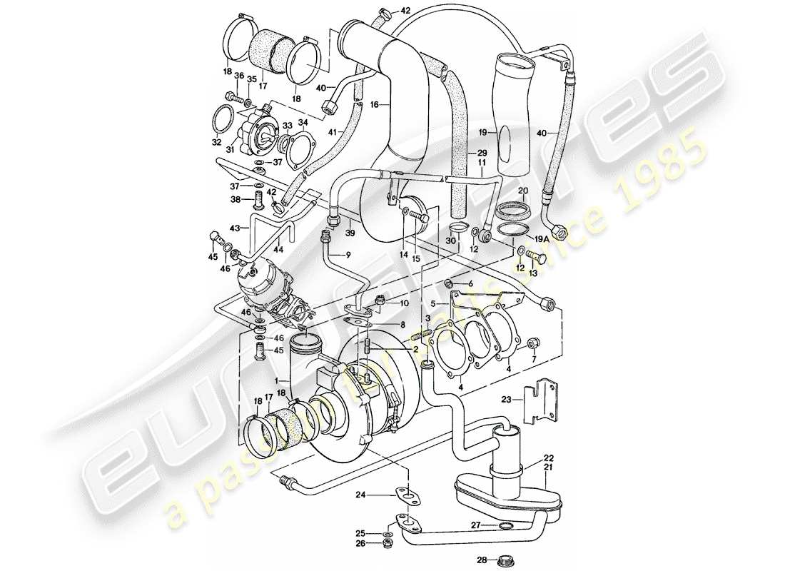 porsche 911 (1980) turbocharging parts diagram