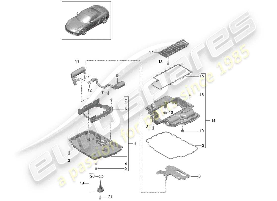 porsche 2016 (981 boxster) oil pan part diagram