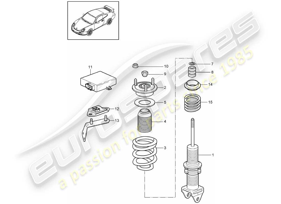 porsche 2009 (997-2 gt3) shock absorber part diagram