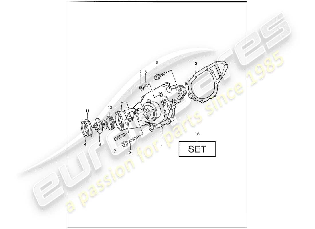 porsche 1986 (944) water pump part diagram