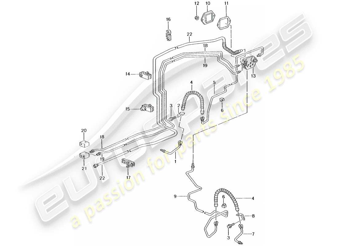porsche 2003 (996 turbo / gt2) brake line - front axle - underbody - vacuum line part diagram