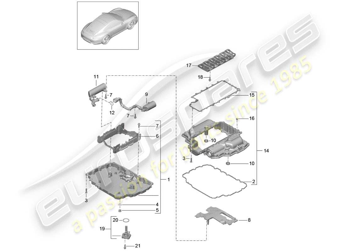 porsche 2012 (991-1) oil pan part diagram