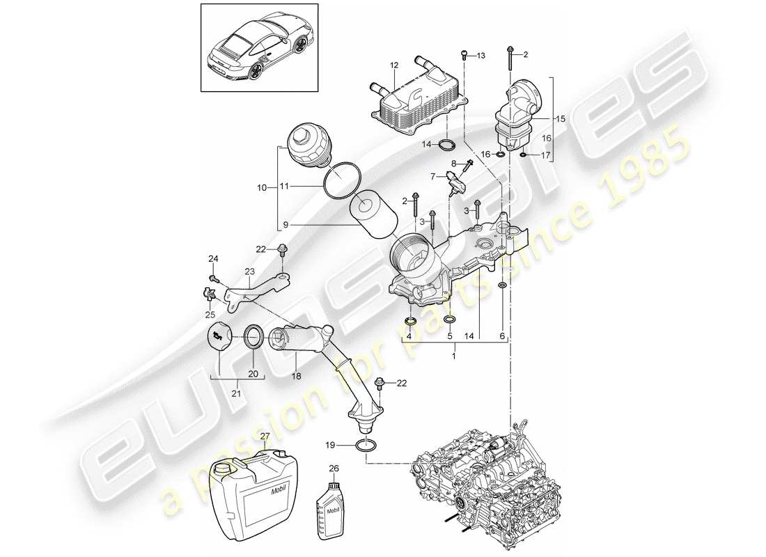 porsche 2012 (997-2 turbo / gt2 rs) engine lubrication part diagram