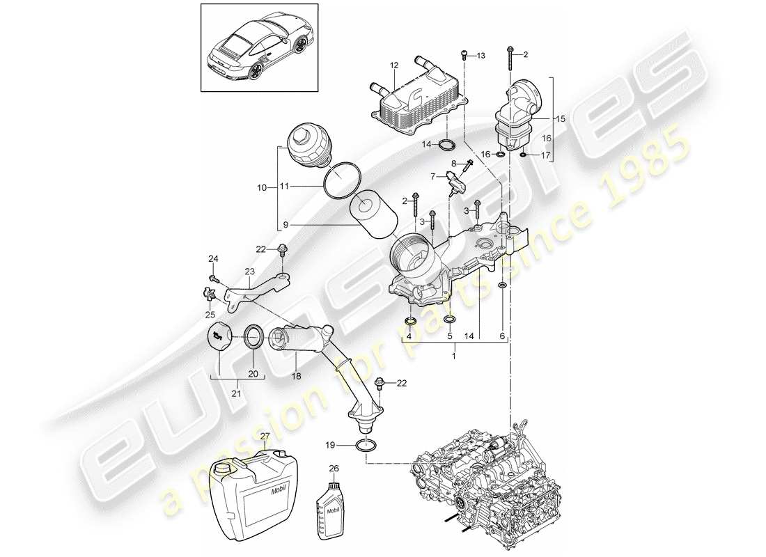 porsche 911 t/gt2rs (2012) engine lubrication part diagram