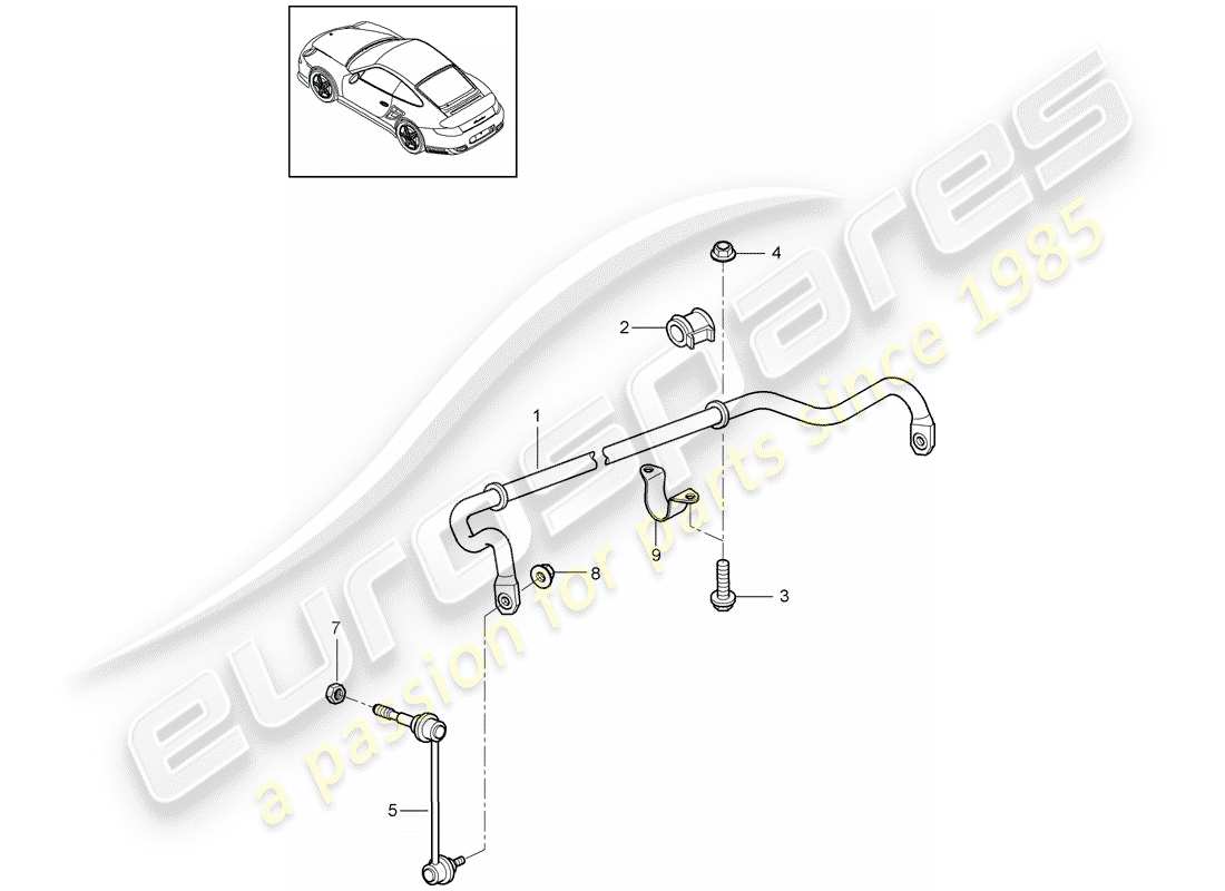 porsche 2011 (997-2 turbo / gt2 rs) stabilizer part diagram