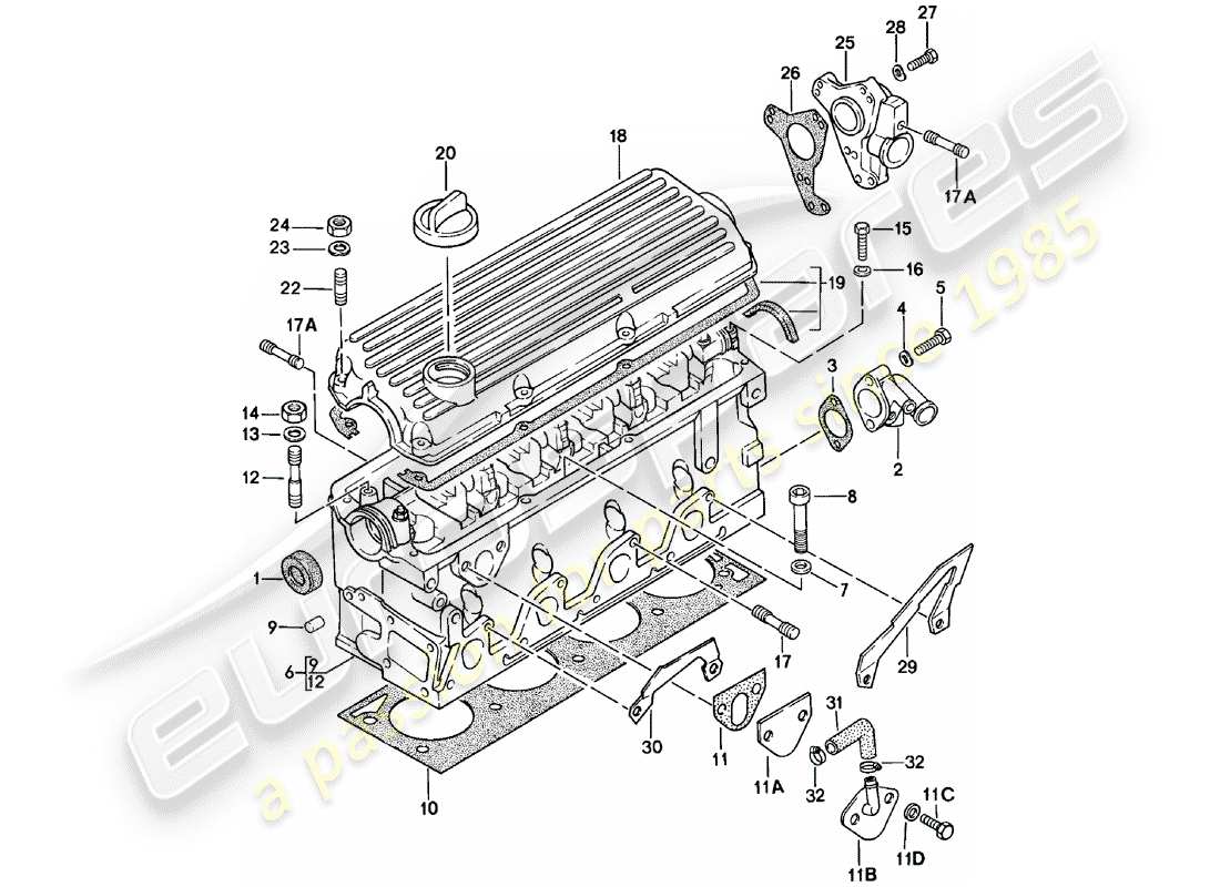 porsche 1981 (924) cylinder head part diagram