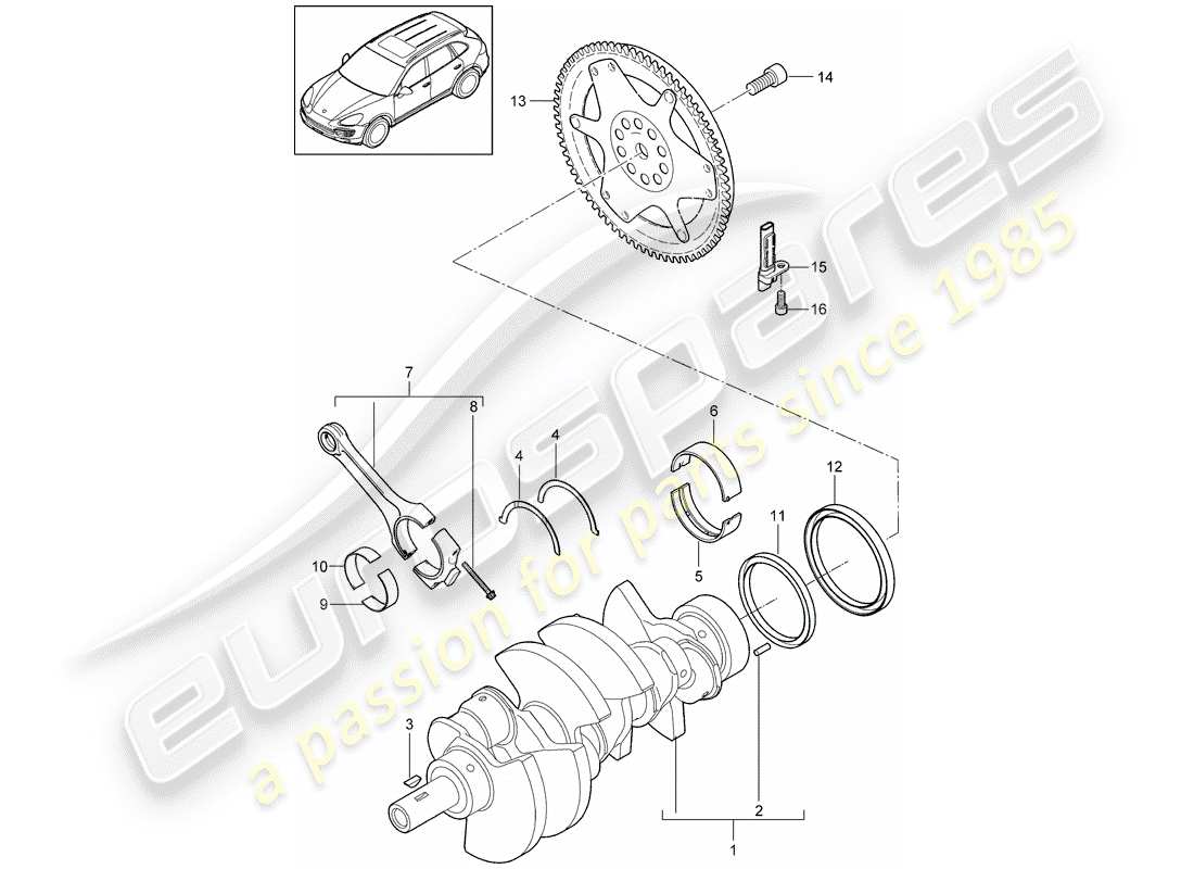 porsche 2011 (cayenne e2 92a) crankshaft part diagram