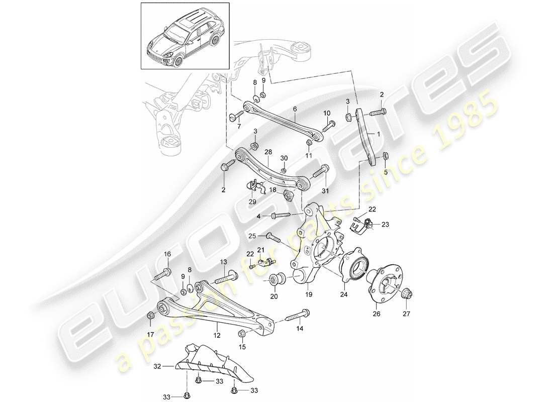 porsche 2011 (cayenne e2 92a) rear axle part diagram