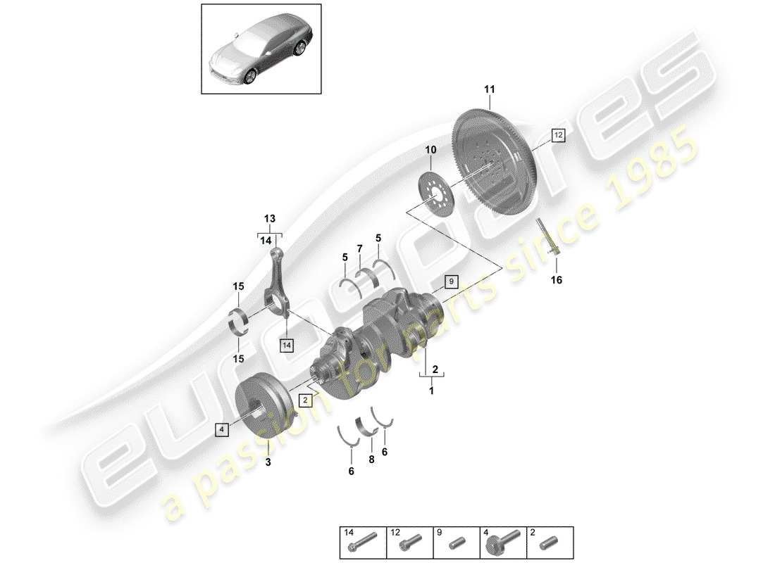 porsche panamera 971 (2017) crankshaft parts diagram