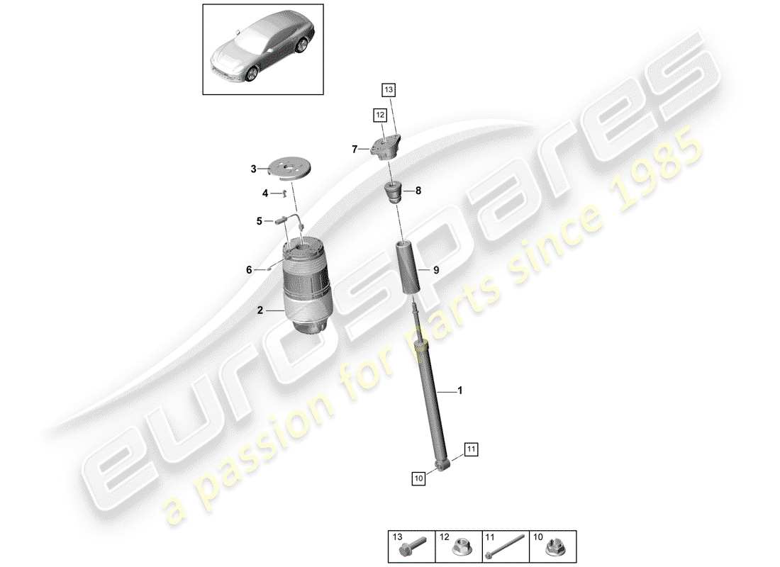 porsche panamera 971 (2017) air spring parts diagram