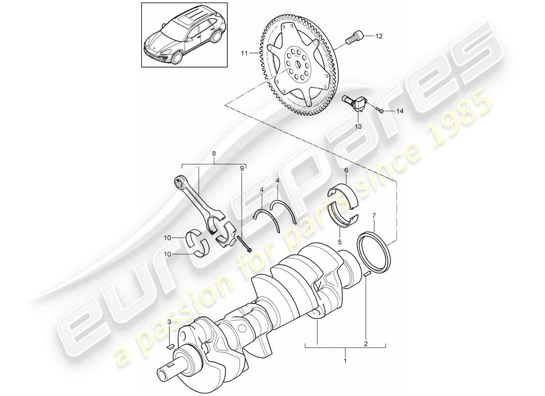 porsche 2015 (cayenne e2 92a) crankshaft part diagram