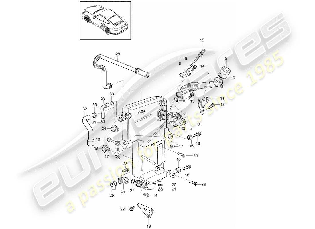 porsche 2012 (997-2 turbo / gt2 rs) engine lubrication part diagram