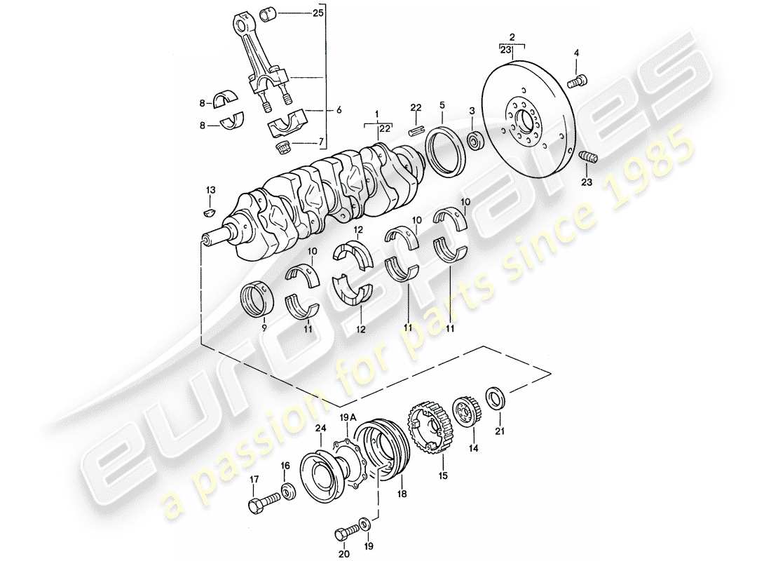 porsche 1991 (944) crankshaft - connecting rod part diagram