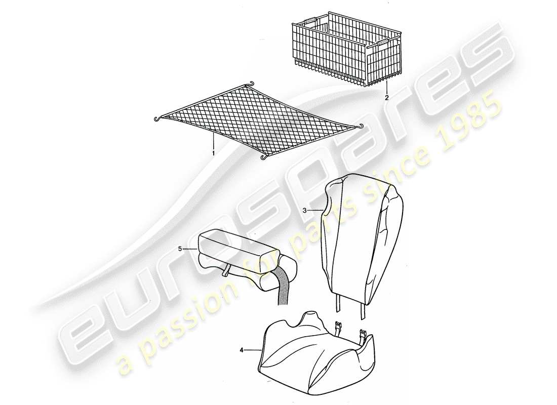 porsche 1992 (968) accessories - child seat parts diagram