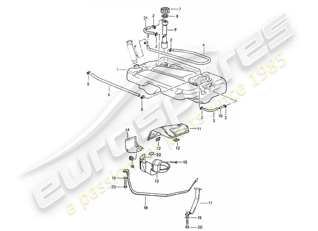 porsche 1992 (968) fuel tank parts diagram