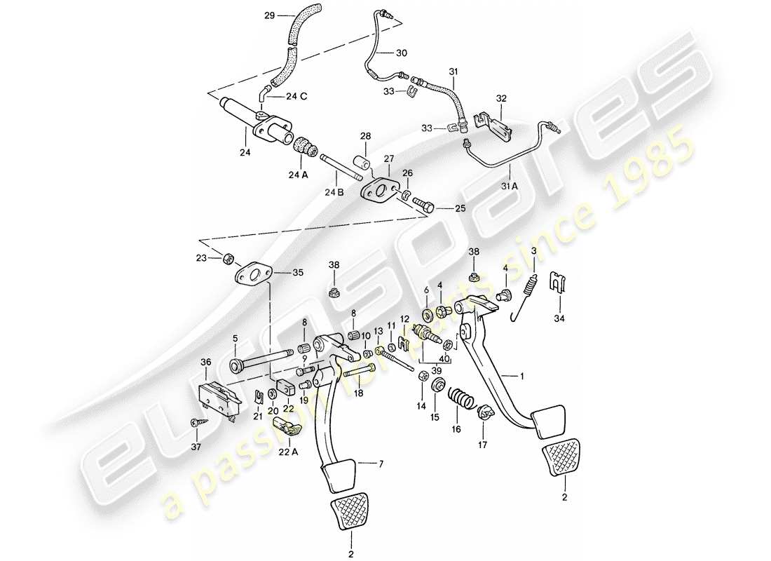 porsche 1989 (928) pedals part diagram