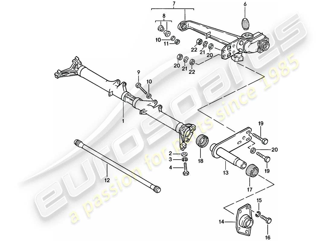 porsche 924 (1976) rear axle carrier - trailing arm parts diagram