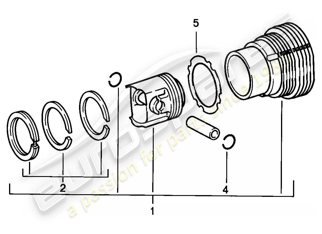 porsche 1985 (911) cylinder with pistons part diagram