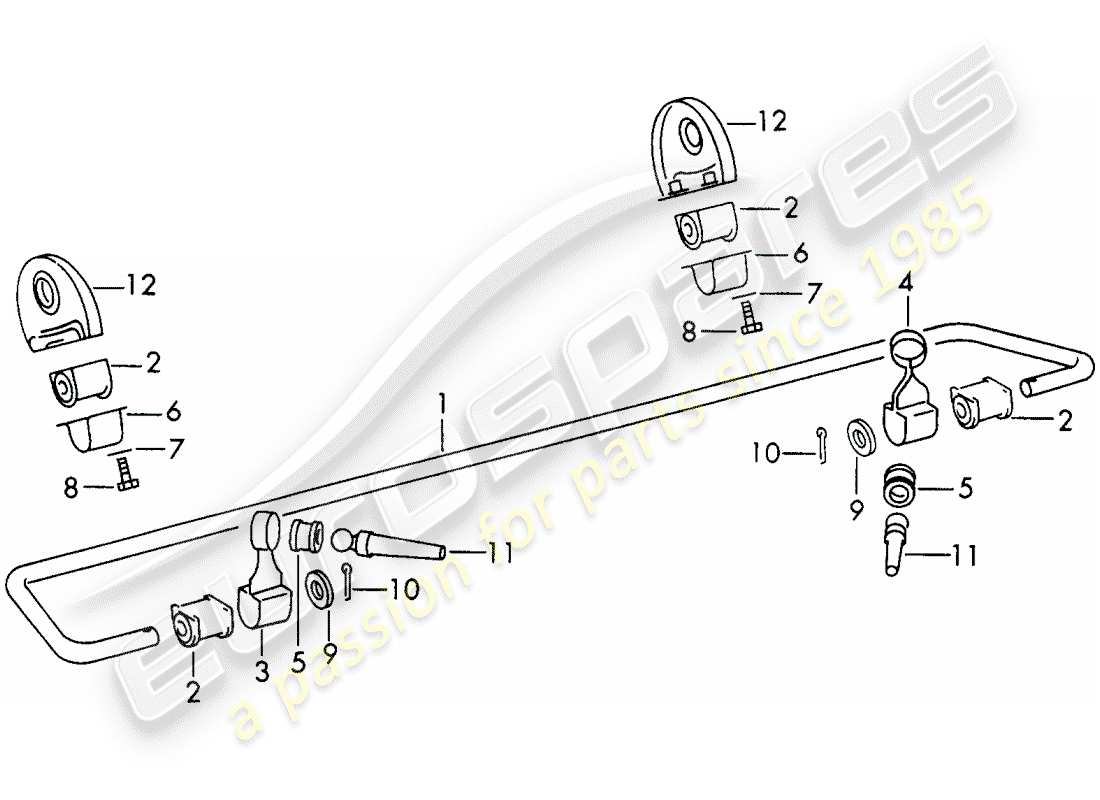 porsche 1967 (911/912) stabilizer - rear axle part diagram
