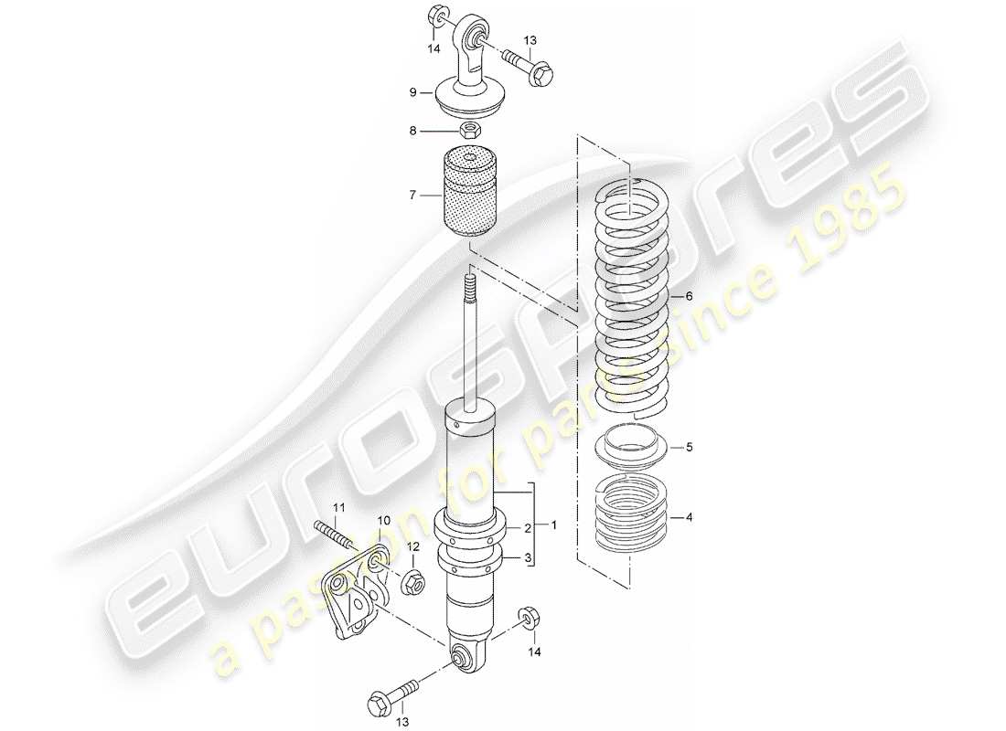 porsche 2005 (carrera gt) suspension - shock absorber strut - bracket part diagram