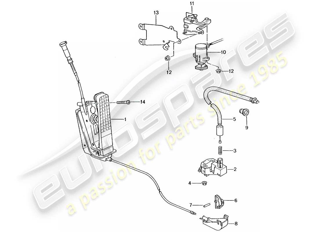 porsche 1999 (986 boxster) brake and acc. pedal assembly - throttle control part diagram
