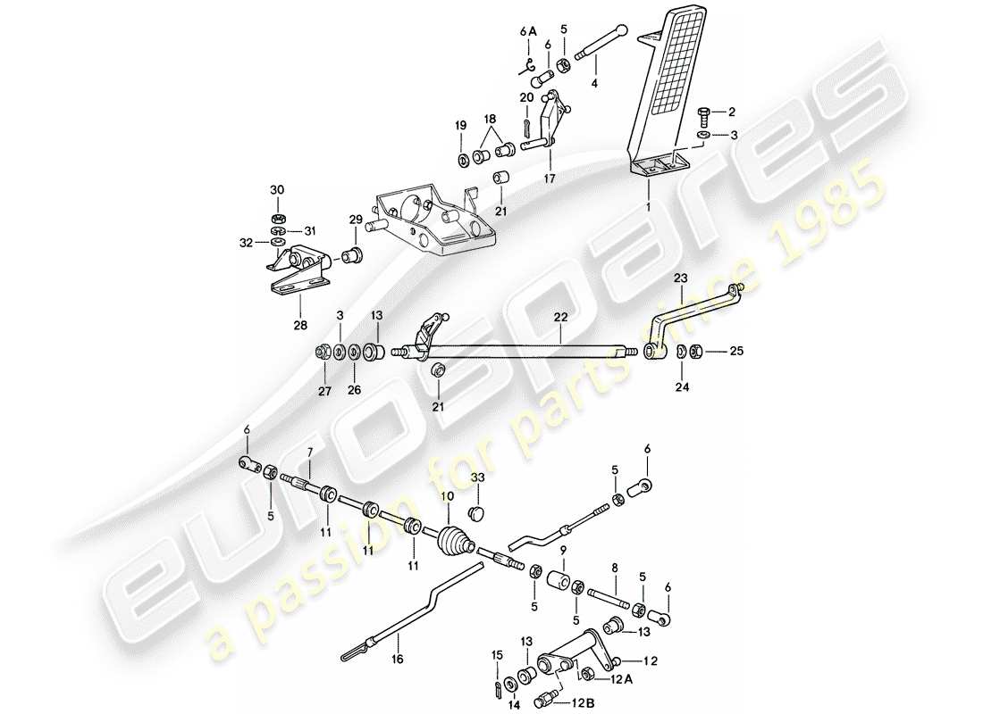 porsche 1985 (911) pedals - throttle control part diagram