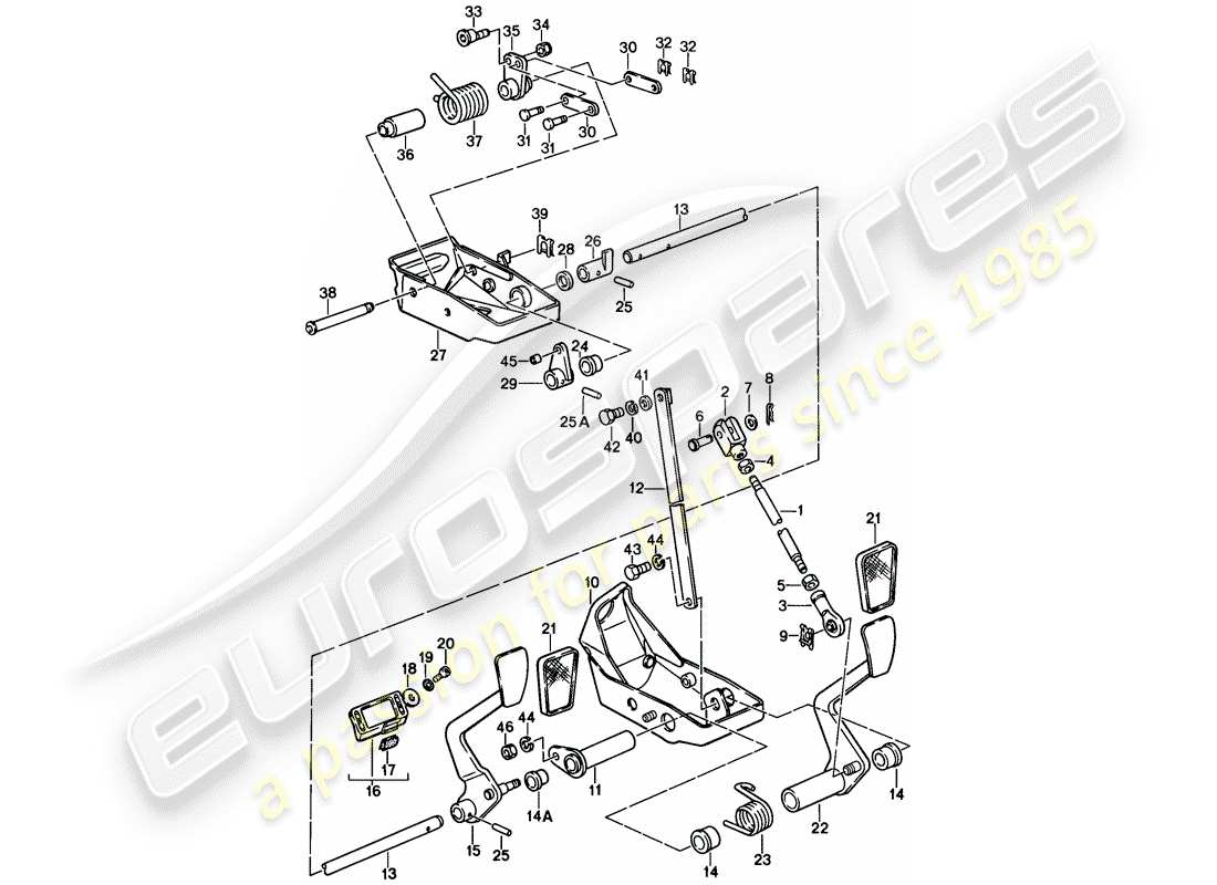 porsche 1988 (911) pedals part diagram