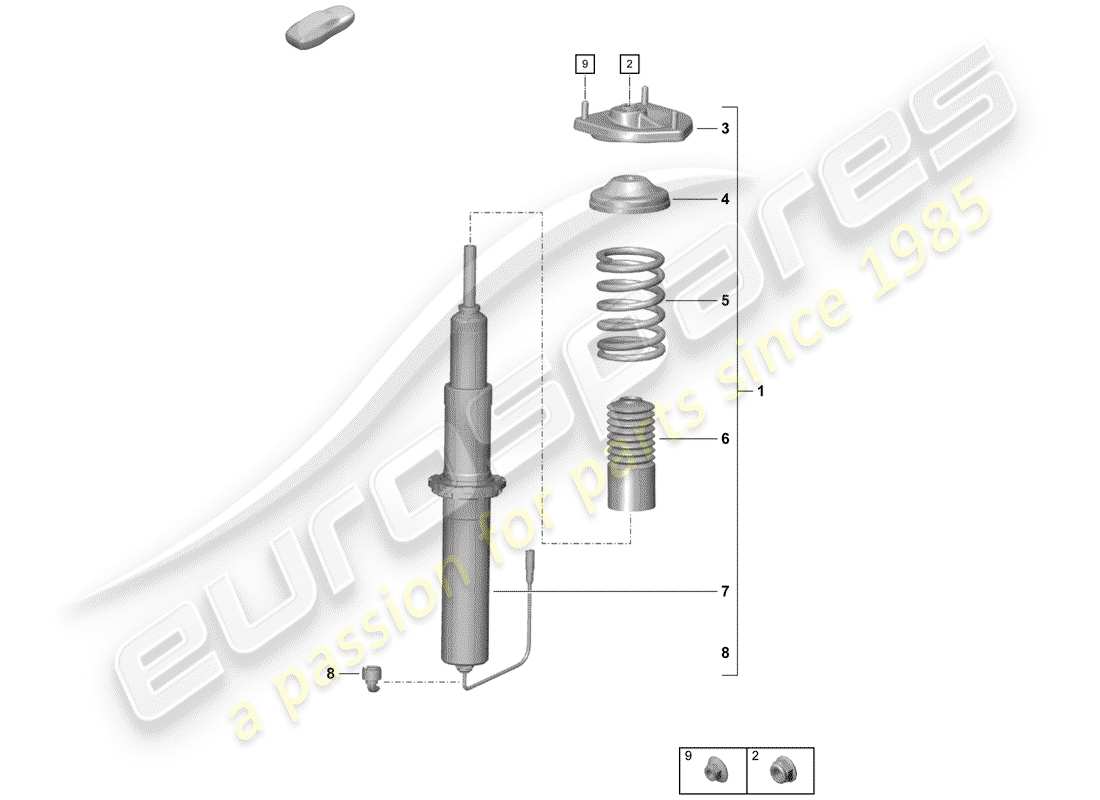 porsche 2020 (718 boxster spyder) shock absorber parts diagram
