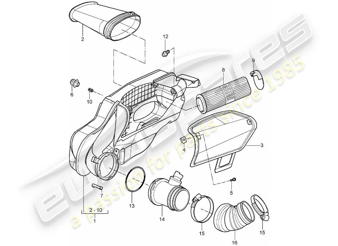 porsche 2006 (987 boxster) air cleaner part diagram