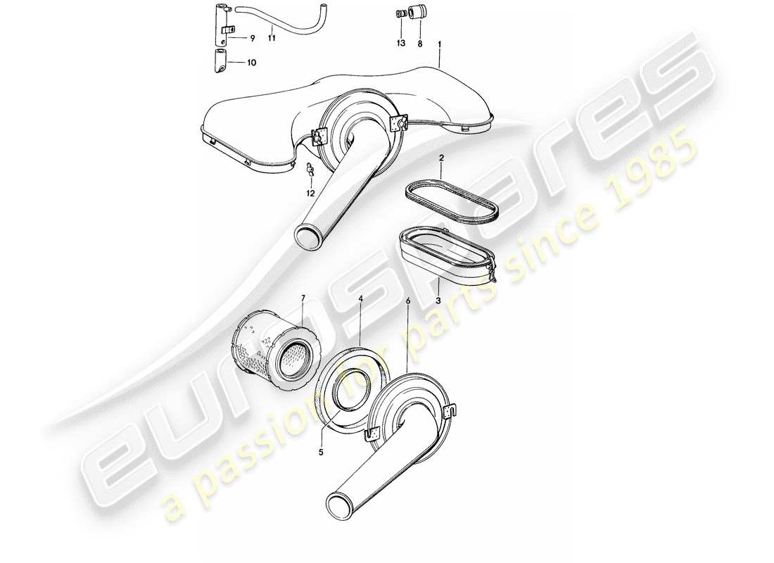 porsche 1976 (914) air cleaner system part diagram