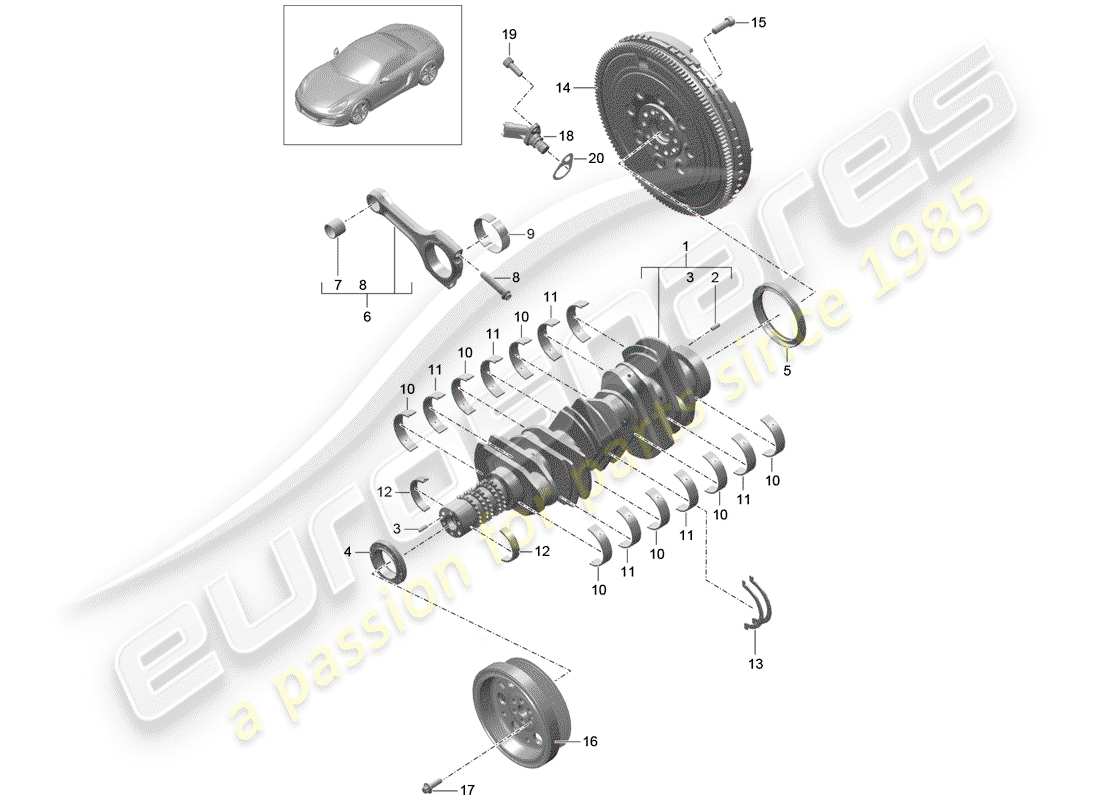 porsche boxster 981 (2012) crankshaft part diagram