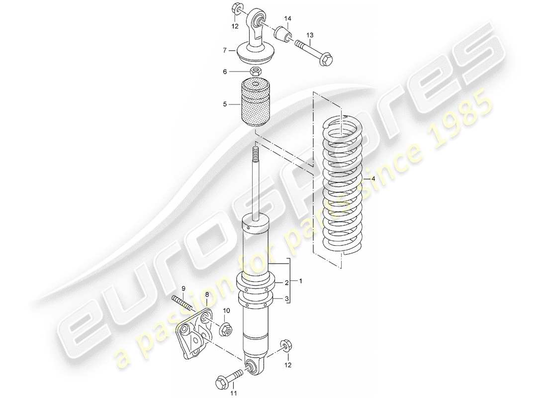 porsche 2005 (carrera gt) suspension - shock absorber strut - bracket part diagram