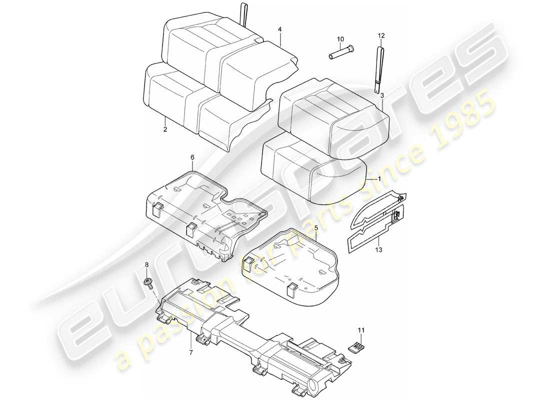 porsche 2010 (cayenne e1 9pa) seat part diagram