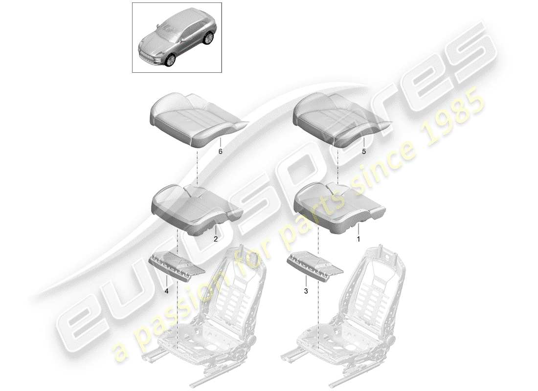 porsche 2019 (macan) foam part part diagram