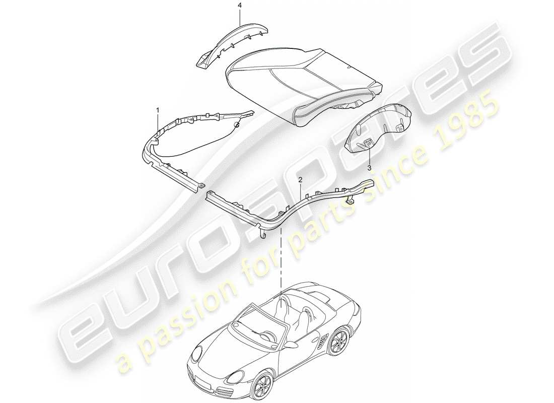 porsche 2009 (987 boxster) cushion carrier part diagram