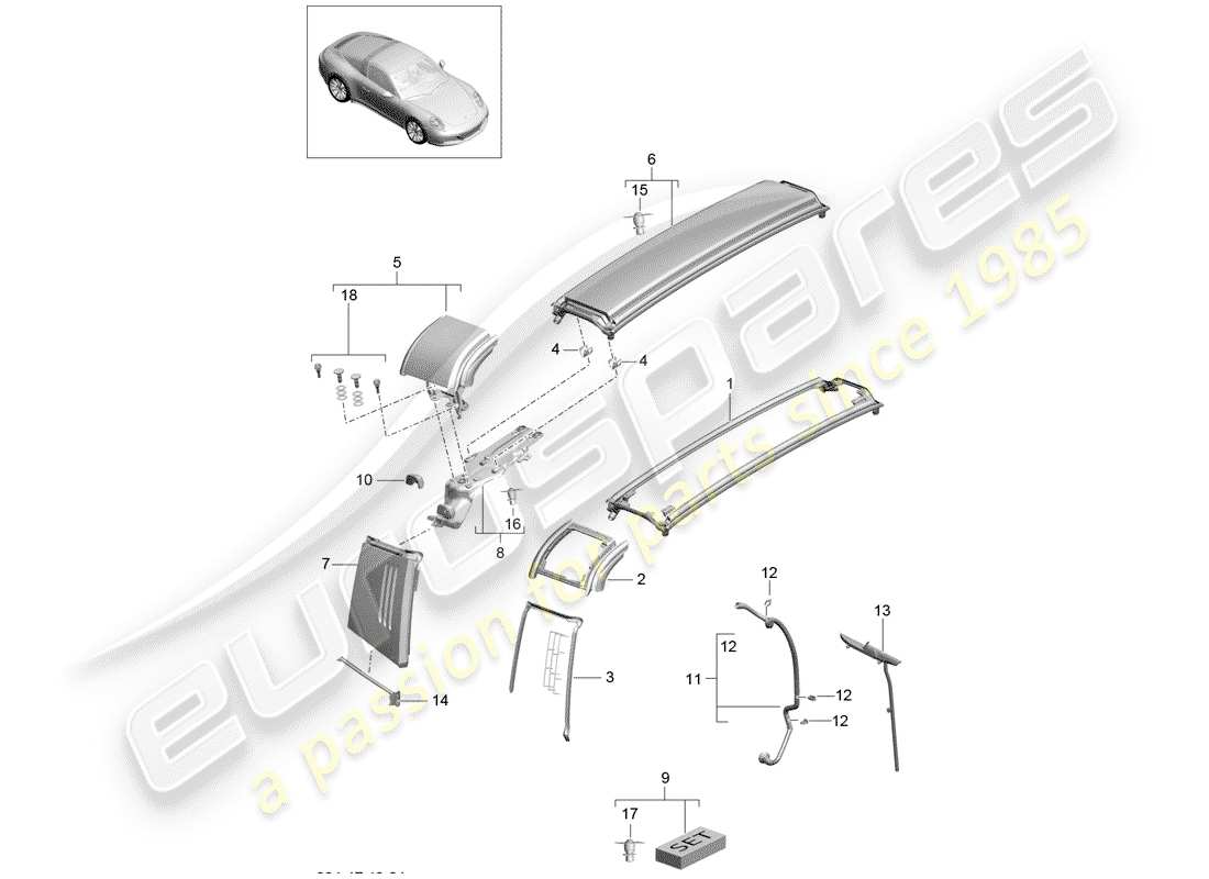 porsche 2018 (991-2) trim part diagram